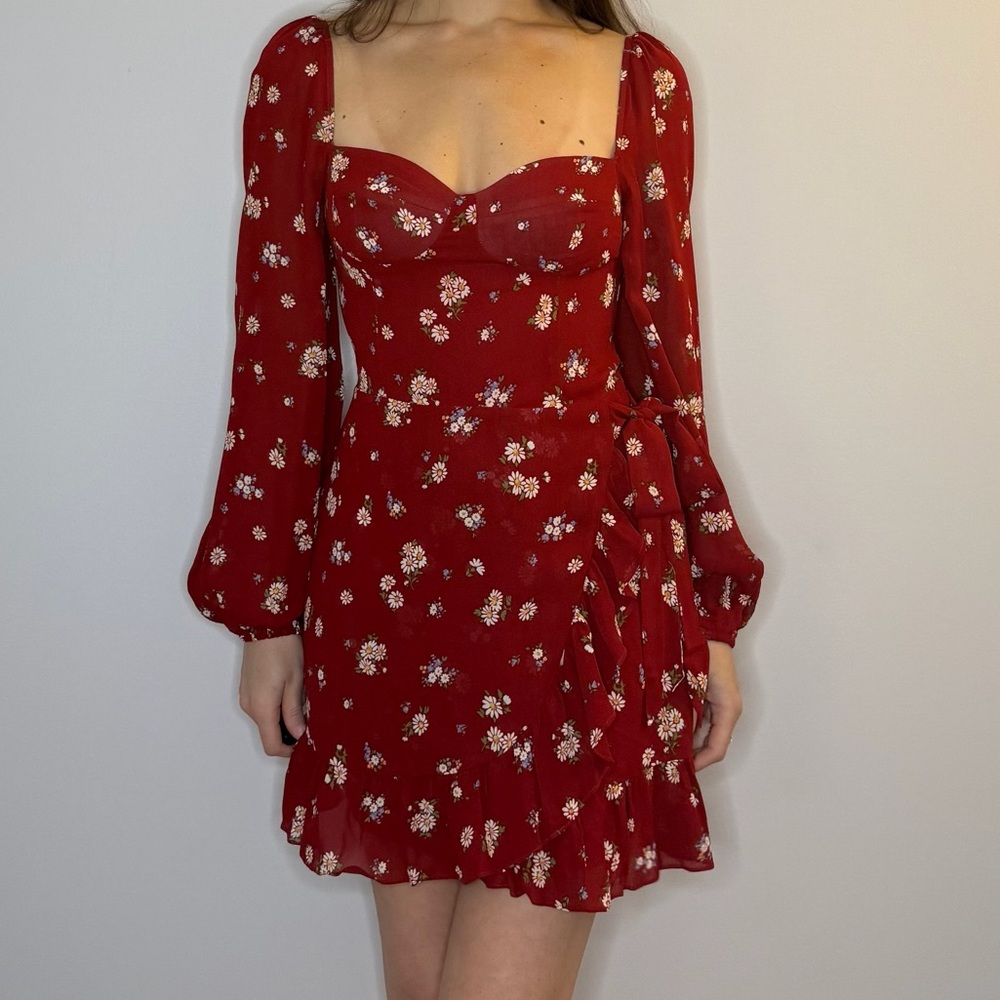 Reformation Floral Red Dress (US 6)